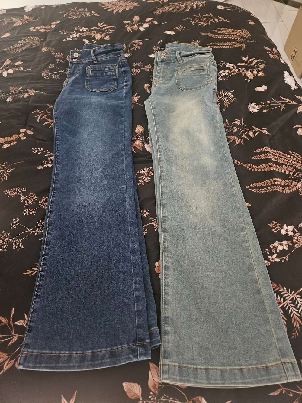 Classic Flare Jeans - Dark Blue & Light Blue Denim